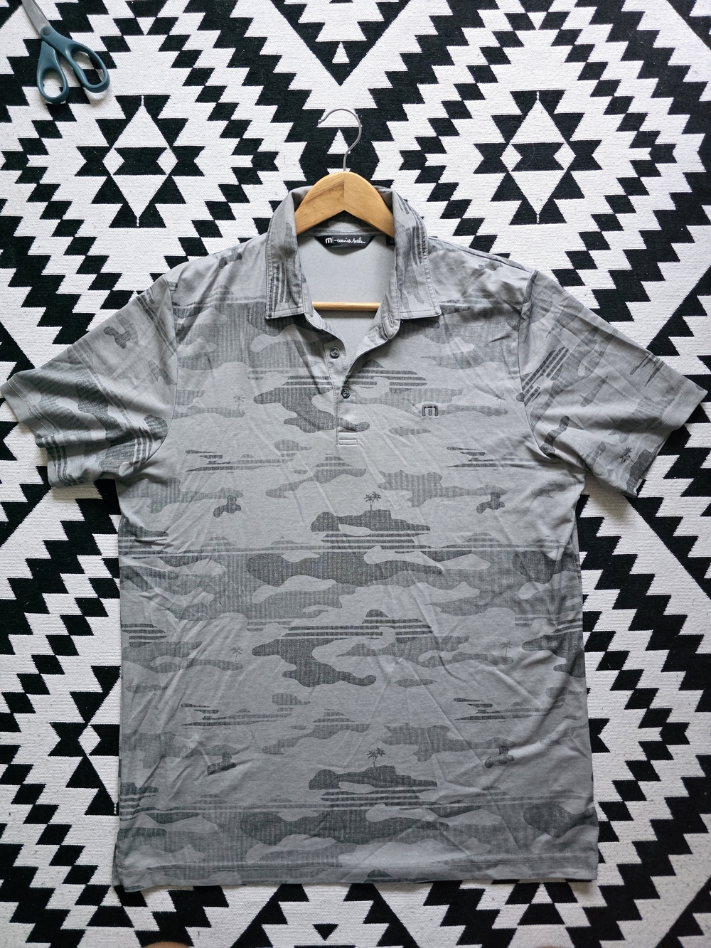 Travis Mathew Grey Camo Polo L